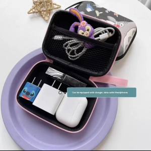 Cartoon Cute Fabric Storage Box for Data Cable Charger Earphone Mini Camera Organizer Portable Living Room Accessory